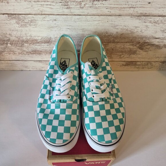 ๐ Vans Authentic Aqua Checkerboard Sneakers | Classic Low Tops w/ Box - Picture 5 of 7